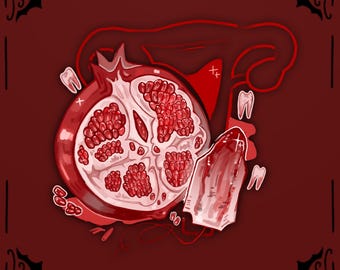 Bloody Pomegranate clear sticker 3" (original design)