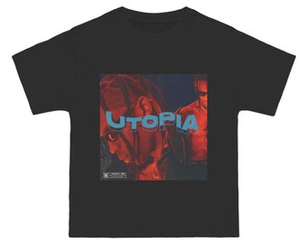 T-shirt Travis Scott Utopia Double Face - Taille L, Imprimé Graphique Noir, Neuf Sans étiquette, Pour Les Fans De Rap