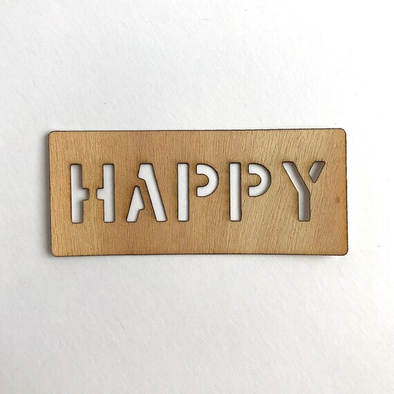 Pegatina de madera pegatina de madera feliz pegatina de | Etsy