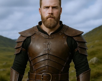 Handmade Brown Leather Armor Set: Medieval LARP Cosplay Costume