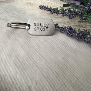 Custom Personalized Dog Tag Keychain – Hand Stamped Aluminum Necklace - Key Chain for Backpack - Personalized Hand Stamped Keychain