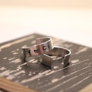 F*ck Ring - Bold Hand-Stamped Jewelry - Unapologetic Statement Piece - Gift for Friends - Sarcastic Gift - Funny Swear Word Gift