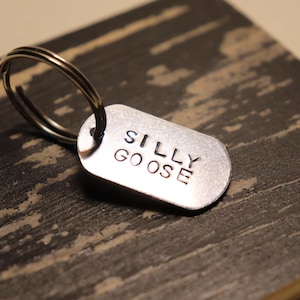 Personalized Dog Tag Keychain – Hand Stamped Aluminum Keychain or Necklace - Key Chain for Backpack - Personalized Hand Stamped Keychain