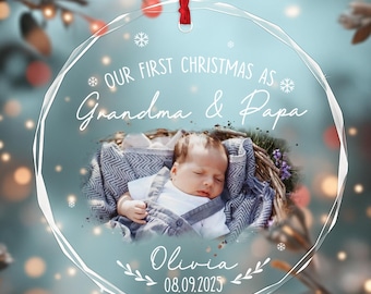 First Christmas as Grandparents Glass Ornament, Personalized New Grandparents Ornament, New Baby Keepsake, Gift for Grandparents