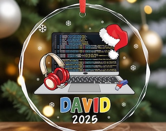 Personalized Computer Programmer Laptop Code Ornament, Tech Christmas Tree Decor, Electrical Ornament, Engineer Technology Gift