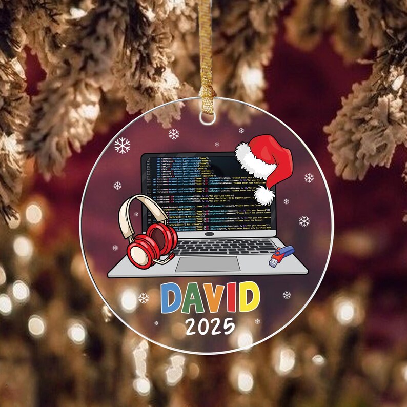 Personalized Computer Programmer Laptop Code Ornament, Tech Christmas ...