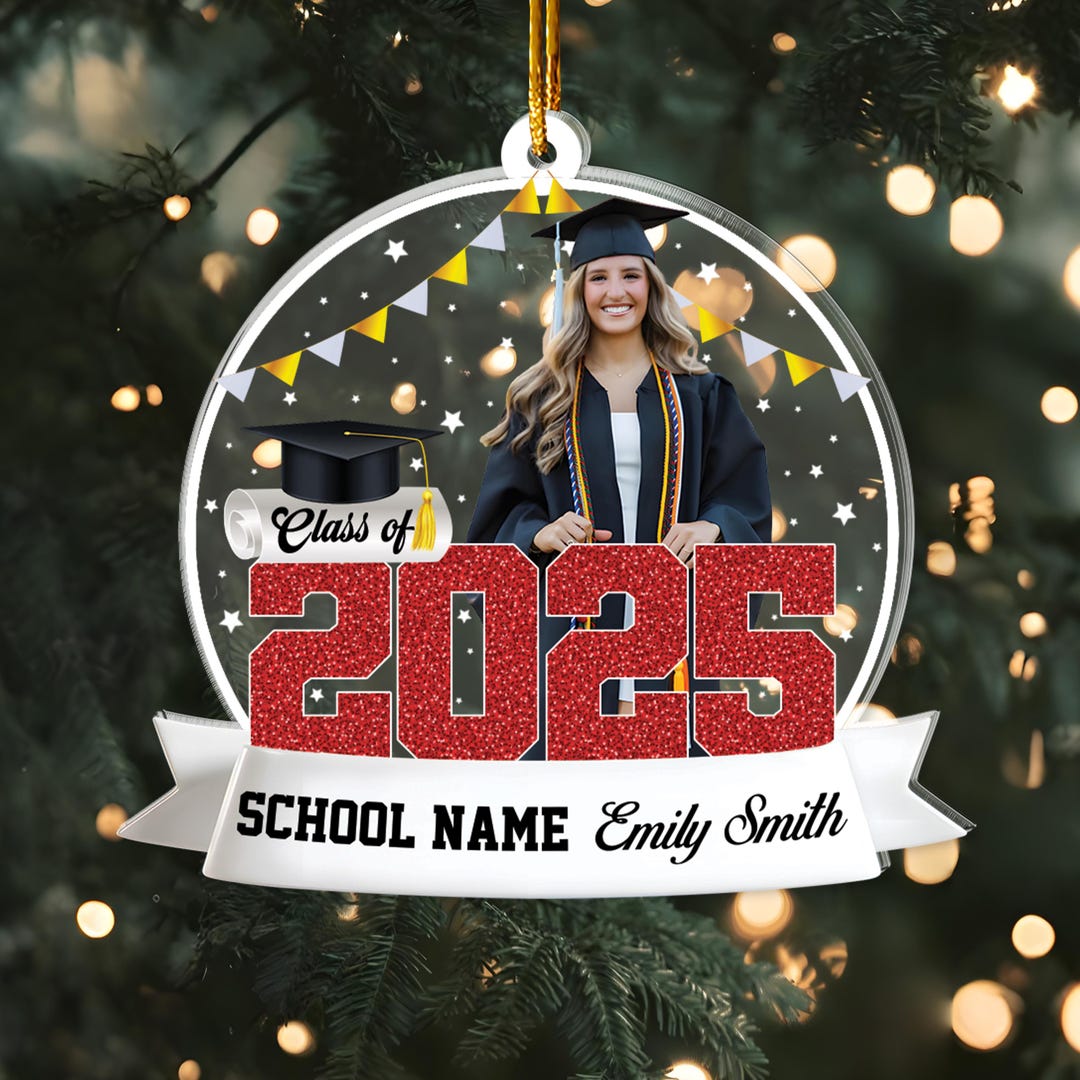 Graduation Christmas Photo 2D Flat Acrylic Ornament, Personalized Class ...