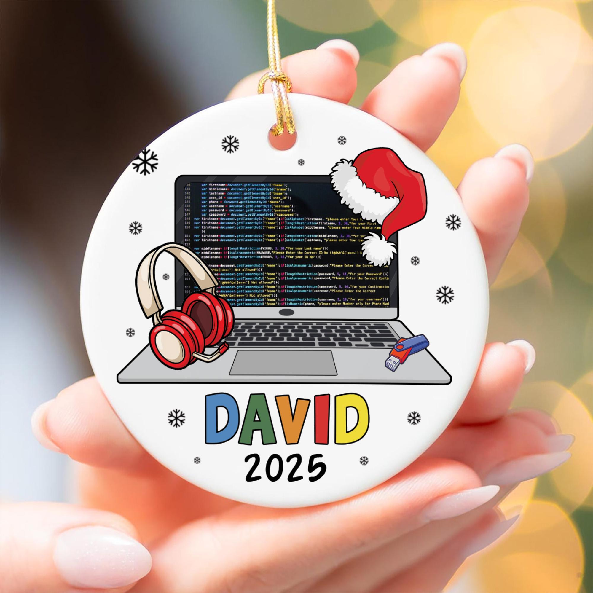 Personalized Computer Programmer Laptop Code Ornament, Tech Christmas ...