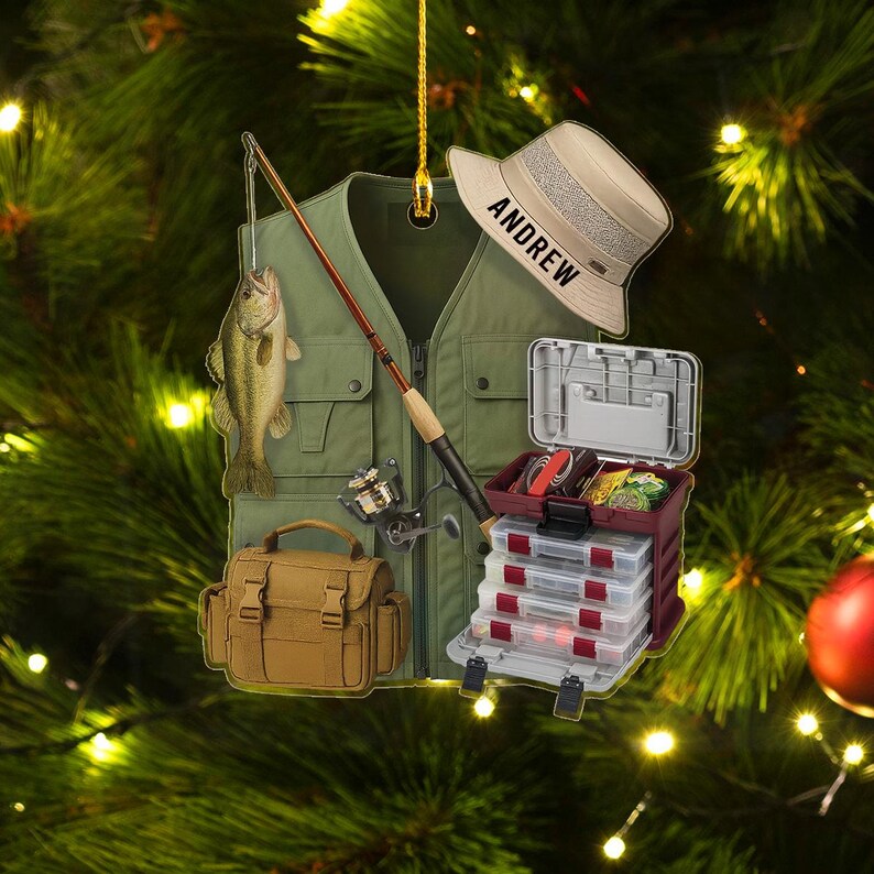 Personalized Fisherman 2D Flat Acrylic Ornament, Bass Fishing Christmas ...