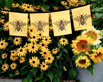 Honeybee Garden Flags: Yellow Bee Art Decoration