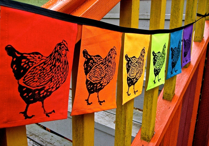 Rainbow Chicken Flags Chicken Coop Decoration Windsparrow Etsy New Zealand