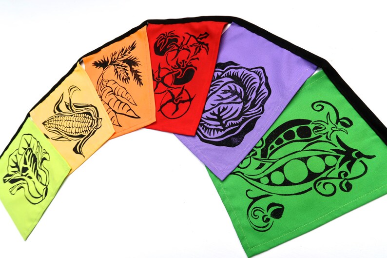 Vegetable Bunting Vegetable Print- Market Flags Vegetable Bunting Kitchen Garden Garden Flags Prayer Flags Vegetable Flags