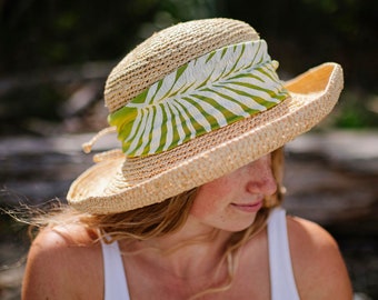 NEW! Palm Leaf Headband (white ink), Chartreuse. Beach Hair Wrap, Resort Wear, Vacation Headband, Tropical Print Headband, Green Headband