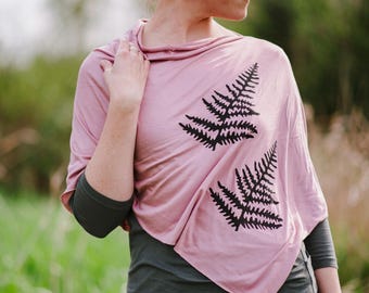 Fern Print Poncho: Soft Pink Lightweight Cover-Up