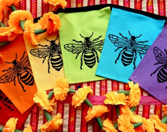 Rainbow Honeybee Flags - Bee Banner - Rainbow Garland - Beekeeper - Bee - Rainbow Flags - Prayer Flags - Honeybee Print - Garden Flags