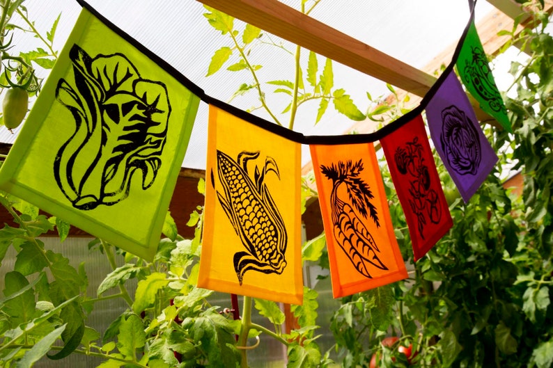 Vegetable Flags Vegetable Bunting Garden Flag Garden Gate Decoration Farm Art Kitchen Garden Art Veggie Banner Market Flags image 5