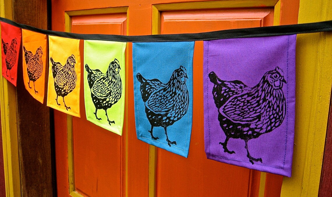 Rainbow Chicken Flags Chicken Coop Decoration Windsparrow Etsy