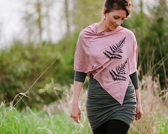 Fern Print Poncho: Soft Pink Lightweight Cover-Up