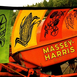 Hand Printed Vegetable Flags - Garden Party Bunting - Farm and Garden Decoration - Vegetable Print - Prayer Flags - Garden Flag Set - Farmer
