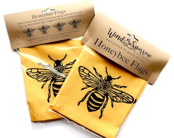 Honeybee Flags - Beehive - Beekeeper -Garden Bee Art - Bee Print - Honeybee Garden Decoration - Garden Flag - Yellow Bee - Honey - Wholesale