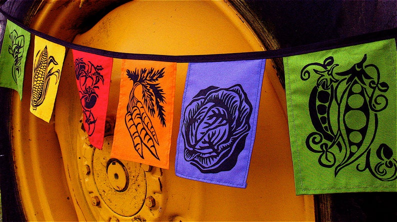 Vegetable Bunting Vegetable Print- Market Flags Vegetable Bunting Kitchen Garden Garden Flags Prayer Flags Vegetable Flags
