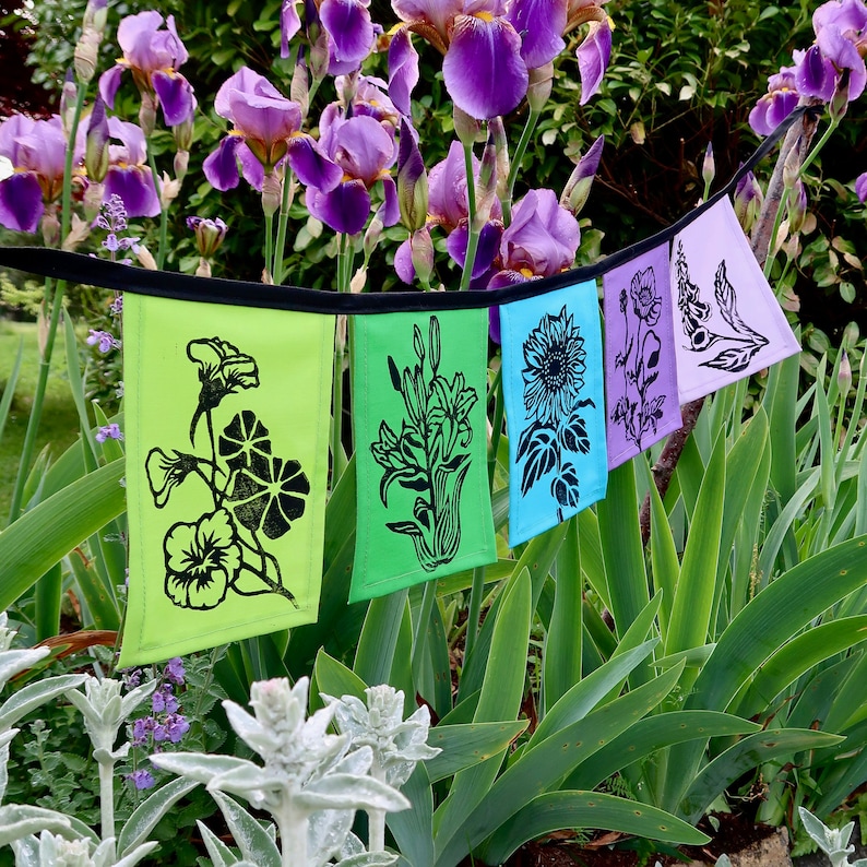 Flower Flags jewel Tones Garden Flags With Flowers - Etsy