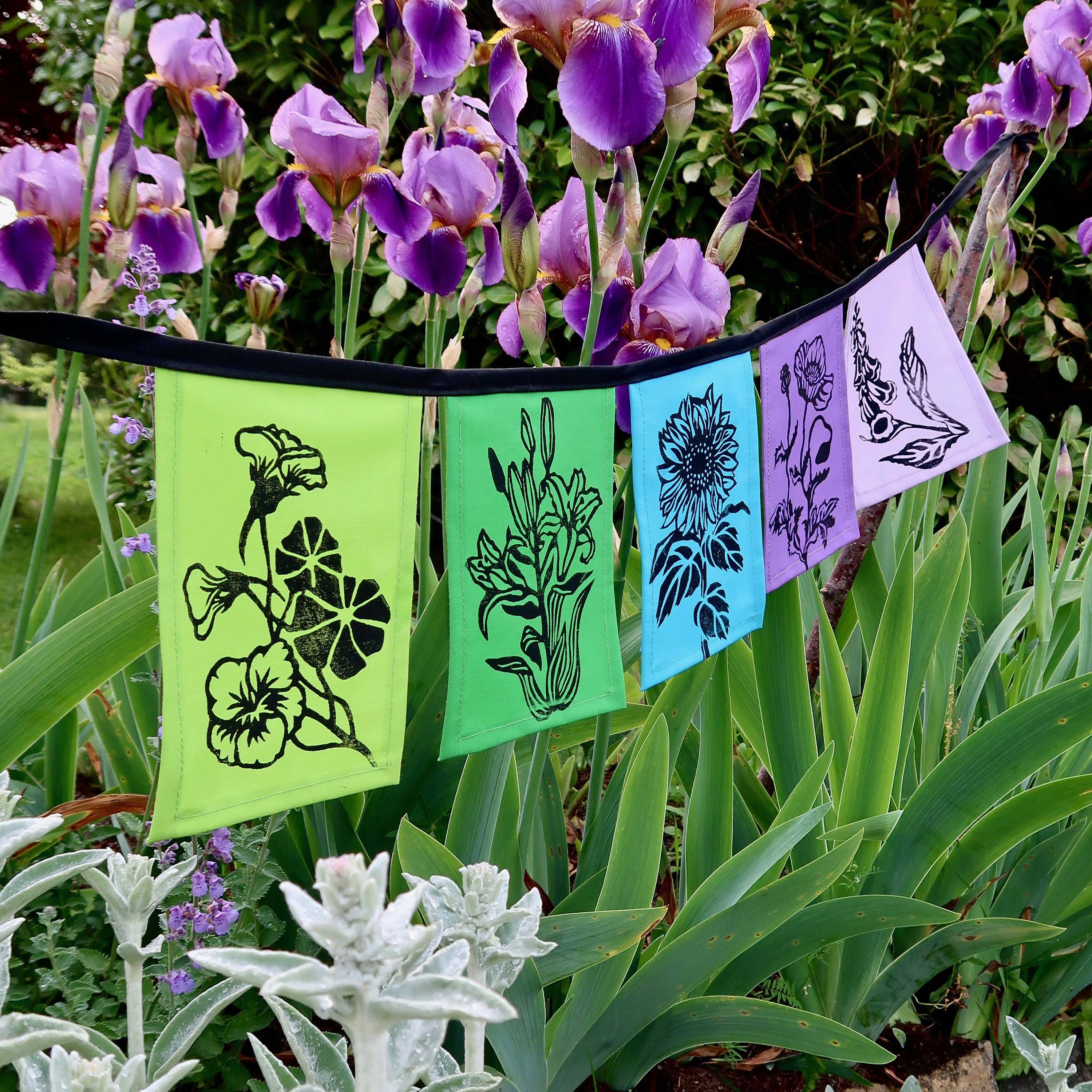 Flower Flags jewel tones Garden Flags with Flowers Etsy
