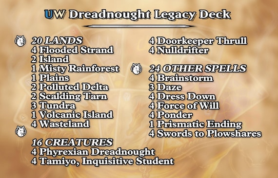 UW Dreadnought Legacy Proxy Deck | 75 Proxy Cards for Playtesting
