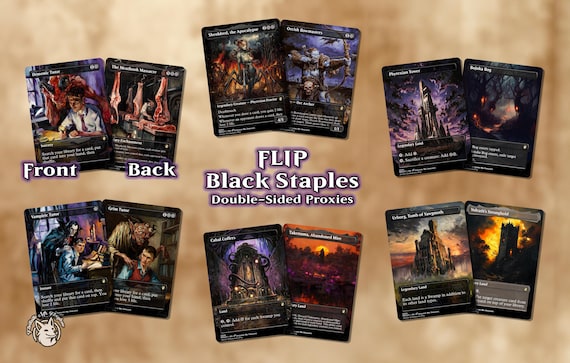 6 DFC Black Staples | DOUBLE-FACED Proxy Cards // 12 Staples Across 6 Cards