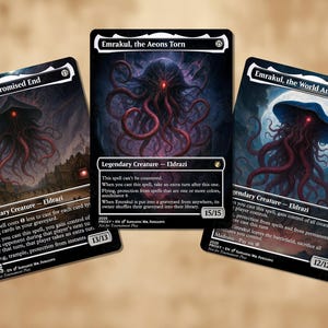 3 Emrakuls Bündel | Proxy Karten — Emrakul the Aeons Torn, das versprochene Ende, die Welt neu