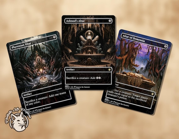 3 Combo Altars | Proxy Cards — Ashnod's Altar, Phyrexian Altar & Altar of Dementia