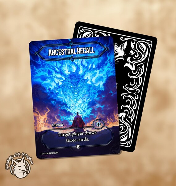 Ancestral Recall  プレイマット MTG Ancestral Recall - Mark Poole - Signed by the Artist - MTG Playmat