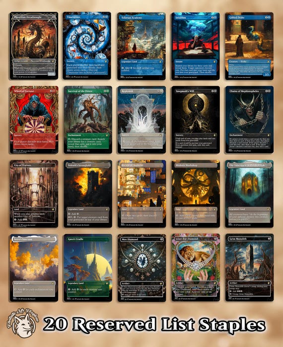 20 Reserved List Staples | Proxy Cards — Mox Diamond, Wheel, Workshop, Gaea's Cradle, Tabernacle, Monolith, Lion's Eye, Survival, etc!