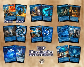 8 agrafes DFC bleues | Cartes proxy recto-verso // 16 agrafes sur 8 cartes