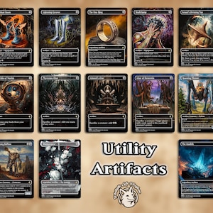 13 nietjes voor gebruiksvoorwerpen | Proxykaarten: The One Ring, Crucible, Roaming Throne, Greaves, Top, Skullclamp, The Ozolith, Shadowspear, enz.
