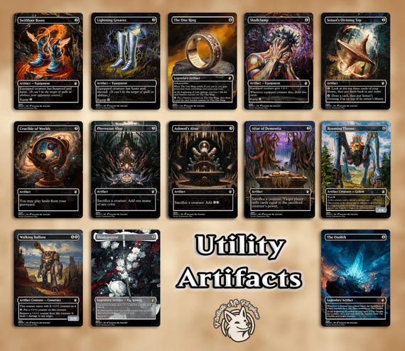 13 Utility Artifact Staples | Proxy Cards —The One Ring, Crucible, Roaming Throne, Greaves, Top, Skullclamp, The Ozolith, Shadowspear, etc