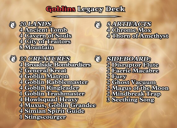 Goblins Legacy Proxy Deck | 75 Proxy Cards for Playtesting