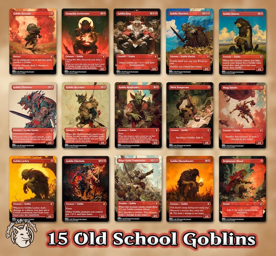 15 Old School Goblins | Proxy Cards—Goblin King, Warchief, Matron Piledriver, Recruiter, Ringleader, Lackey, Chieftain, Gempalm and more!