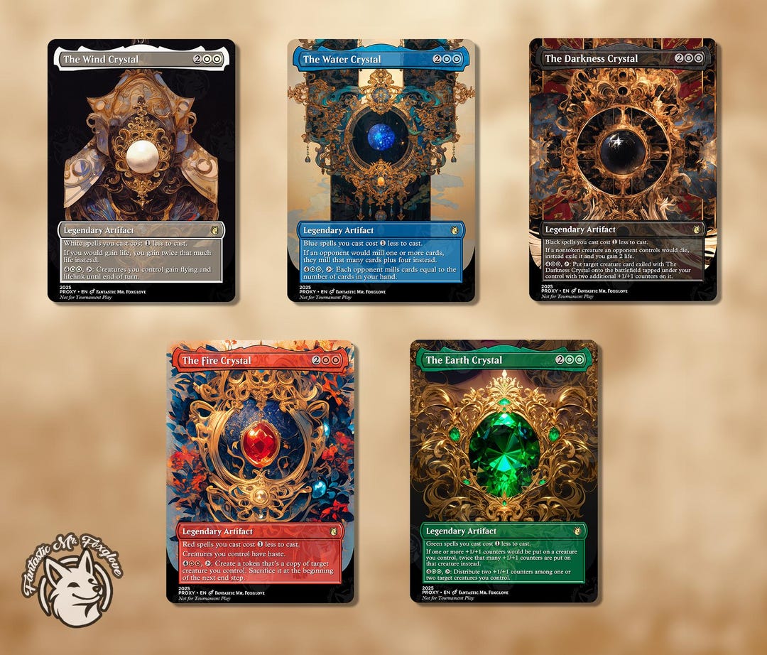 5 FF Crystals | Proxy Cards — the Water Crystal, Earth Crystal