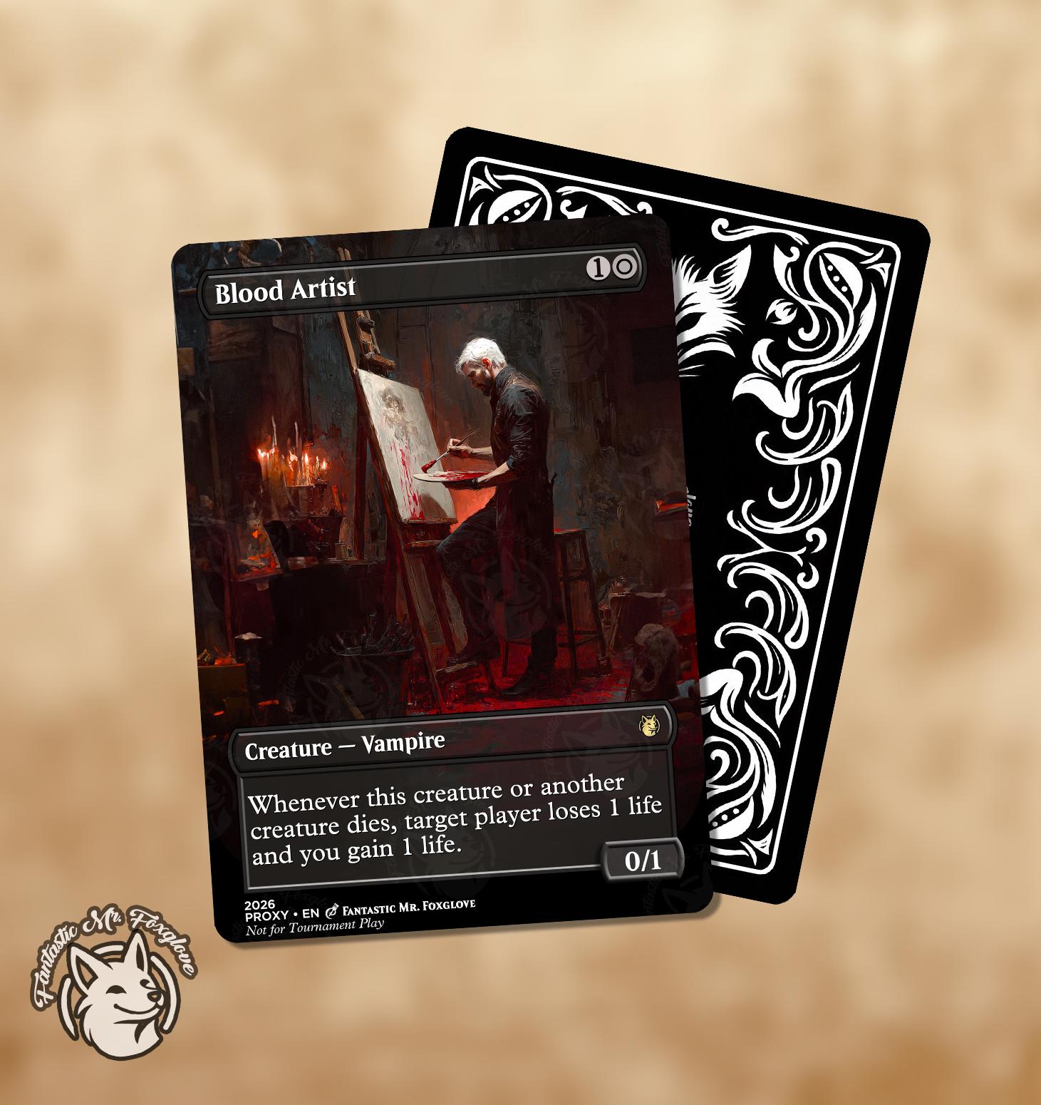 cards like blood artist mtg Altered Art Creature Vampire Blood Artist | Proxy Card