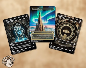 3 E.D.H. Essentials | Proxy Cards — Cmd Tower, Sol Ring & Arcane Signet