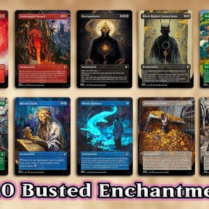 10 Busted Enchantments | Proxy Cards — Rhystic Study, Smothering Tithe, Doubling Season +can Add Procession, Remora, Breach, Necro & More!