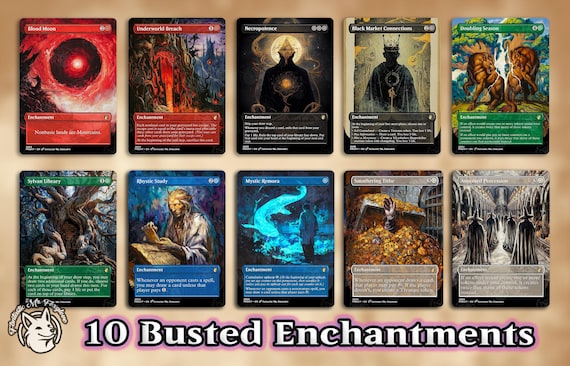 10 Busted Enchantments | Proxy Cards — Rhystic Study, Smothering Tithe, Doubling Season +can Add Procession, Remora, Breach, Necro & More!