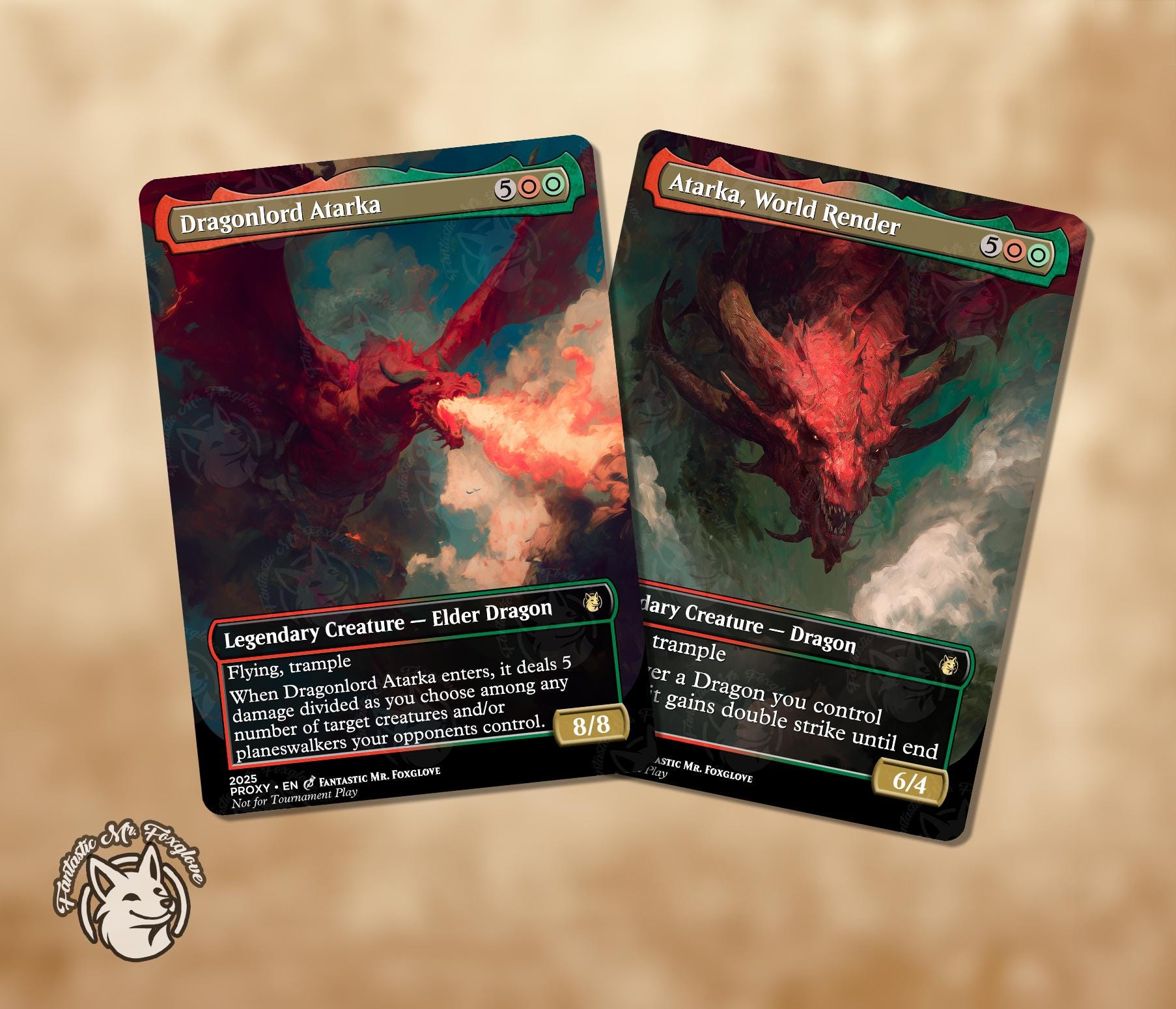 Dragonlord Atarka & Atarka, World Render | Proxy Cards — choose