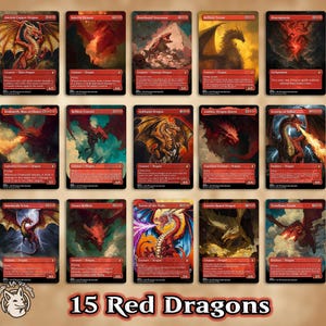 15 Dragones Rojos / Cartas Proxy: ¡Dracogénesis, Vástago de Escamas Tormentosas, Fuego Bale, Tirano Infernal, Lathliss, Drakuseth, Cobre Antiguo, Goldspan, etc.!