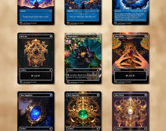 Power 9 | Proxy Cards for Vintage & Cube — Black Lotus, Time Walk, Ancestral Recall, Timetwister, Mox Ruby, Jet, Pearl, Emerald, Sapphire