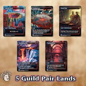 5 terrains doubles pour paire de guildes | Cartes proxy : choisissez votre paire de couleurs ! 1 Dual, 1 Fetch, 1 Shock, 1 Surveil et 1 Bond Land