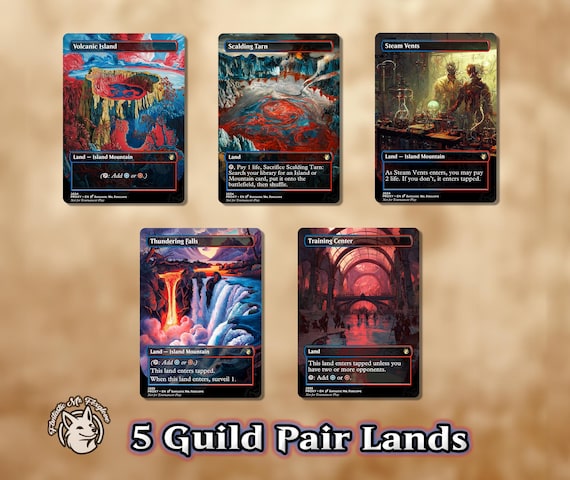 5 Guild Pair Dual Lands | Proxy Cards — Choose Your Color Pair! 1 Dual, 1 Fetch, 1 Shock, 1 Surveil, and 1 Bond Land