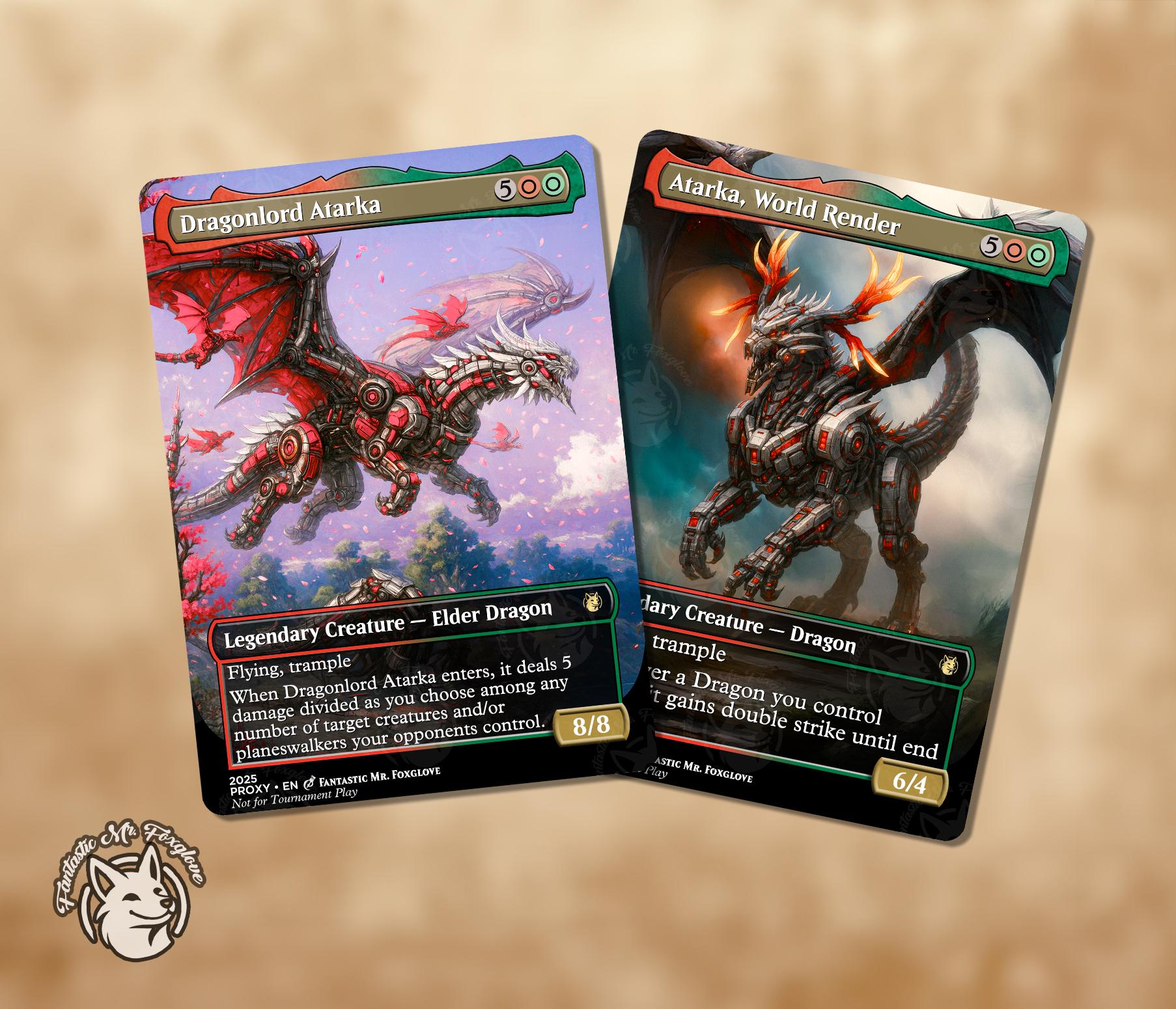 Dragonlord Atarka & Atarka, World Render | Proxy Cards — choose 