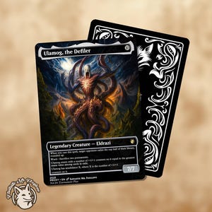 May include: A Magic: The Gathering card featuring Ulamog, the Defiler, a Legendary Creature Eldrazi. The card has a dark, detailed illustration of the creature with tentacles. The card's back is black with a white decorative design. The card is labeled "Not for Tournament Play."